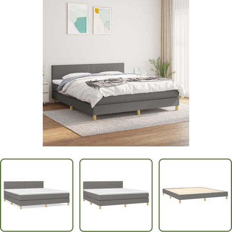 Matratze - Boxspringbett mit Matratze Dunkelgrau 180x200 cm Stoff (1/5)
