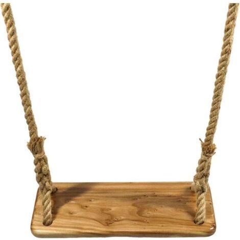 Holzschaukel Schaukelsitz aus Holz mit strapazierfähigem verstellbarem Juteseil Baumschaukel aus Holz für Kinder Teenager Erwachsene V7110C (mit Verbindungsgurten) (1/5)