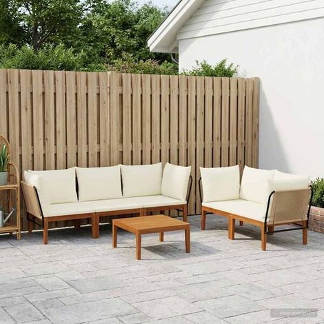 Ensemble de 6 pièces en bois d'acacia massif et corde naturelle (1/5)