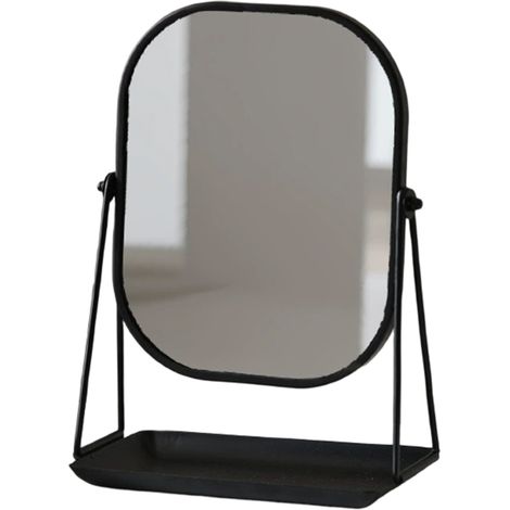 Miroir Cosmétique - Miroir à Poser 18 x 22,6 cm avec Plateau Bijoux - pour Coiffeuse Salle de Bain Chambre - 1 Pièce (1/5)