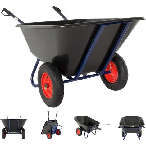 2-Rad Schubkarre XXL 290 L 300 kg Gartenschubkarre Hofkarre Schiebkarre Luftrad Metallfelgen schwarz (1/5)