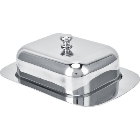 Boîte à beurre brillante avec couvercle, boîte à fromage en acier inoxydable pour pain, pâtisseries, maison et restaurant. (1/5)