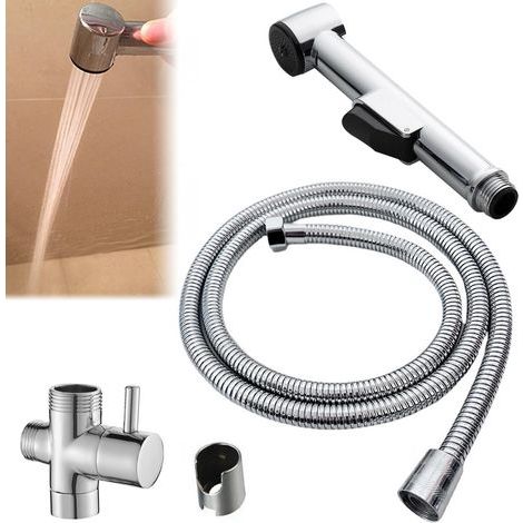 Douchette WC Suspendu Portable avec 150cm Flexible de Douche en Acier Inoxydable, Douchette wc Kit Complet pour Salle de Bain, Douche, Nettoyage des Couches, Bain pour Animaux (1/5)