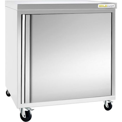 Meuble bas inox 600x600 mm sur roulettes PREMIUM - GOLDINOX (1/2)