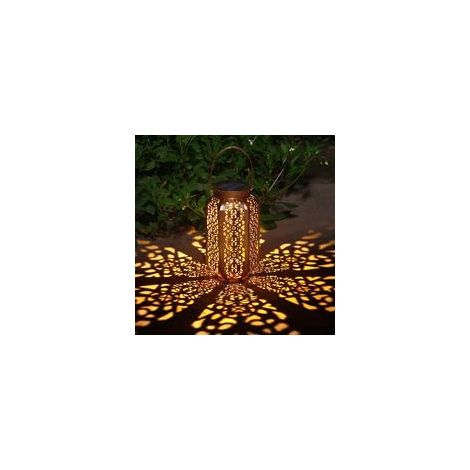 Solar-Gartenlaterne, Solar-Außenleuchte, dekorative Solarleuchten für Terrasse, Patio und Garten, dekorative Metallkunst, Gartenaccessoires, Verandadekoration – Crezuo