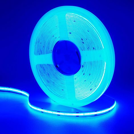 24V 10M COB Ruban à LED Bleu 465nm 384LEDs/M IP20 Non étanche (1/5)