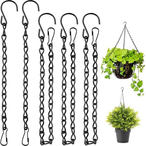cadenas colgantes negras, cadena para macetas, cadena de metal con gancho y clip, cadena para cestas colgantes para plantas, pájaros y faroles.