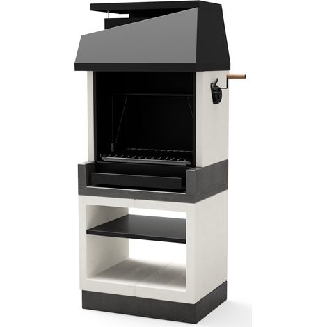 TUOZI - Barbacoa de Obra para Leña y Carbón Modelo KITAWAY OTTE ARGENTINA (Gris/Blanco - 84 x 63 x 206 cm) REF: T00642 - Uso en Exteriores (1/5)