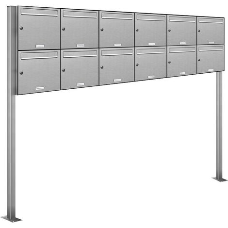 12er Edelstahl Standbriefkasten Anlage Freistehend (1/5)