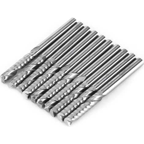 10 Pièces Carbure de Tungstène Unique 3.175mm Fraise en Bout 3mm Fraise en Bout Fraise Flûte Fraise en Bout Spirale CNC Routeur Gravure Outil de Sculpture (1/5)