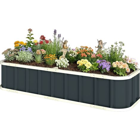 Jardinière surélevée acier renforcé lit jardin gants bordures pliées 165 x 52 x 31 cm gris