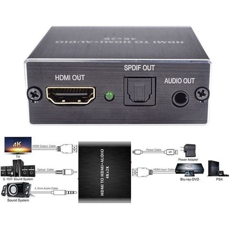 Extracteur Audio stéréo compatible HDMI, convertisseur optique TOSLINK SPDIF + adaptateur séparateur Audio 3 (1/4)