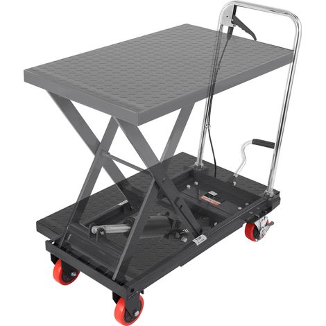 VEVOR Chariot a Table Elevatrice Hydraulique Charge 230 kg Chariot Elevateur Manuel a Ciseaux Simples Hauteur de Levage 720 mm 4 Roues Coussin Antiderapant pour Manutention Transport Materiaux, Noir