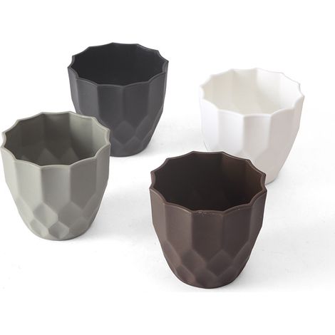 Petit pot de fleurs de contrôle succulent rond, semis, pot de fleurs en plastique épais, décoration de jardin, balcon, gris, 1 pièce, pot de fleurs (9,5 8,5 5,5 cm) (1/3)
