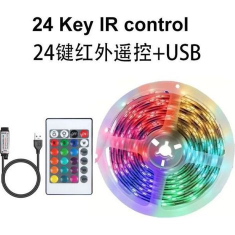 éclairage d'ambiance, rubans lumineux Bande LED RGB basse tension 5V auto-adhésive 24 touches infrarouge sept couleurs pour é(Y120) (1/5)