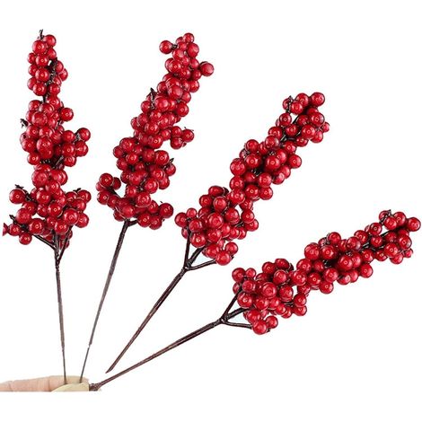 Beerenzweige künstliche rot 20cm Weihnachten Deko A (1/5)