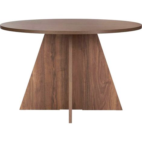 Table à manger ronde effet Noyer 5 à 6 pers. Ø120 cm - Norae