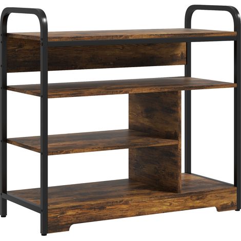 Zapatero de 4 niveles con asa 70 x 30 x 65 cm marrón rustico HOMVRA (1/5)