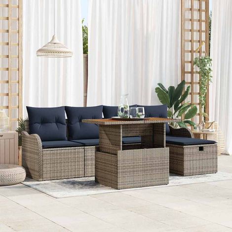 vidaXL Set Divano da Giardino 6 pz Grigio polyrattan (1/5)