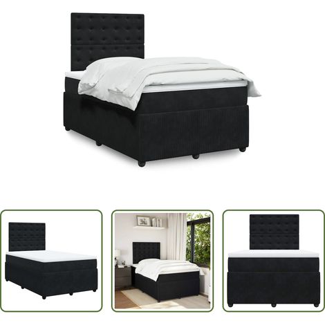 Matratze - Boxspringbett mit Matratze Schwarz 120x190 cm Samt (1/5)