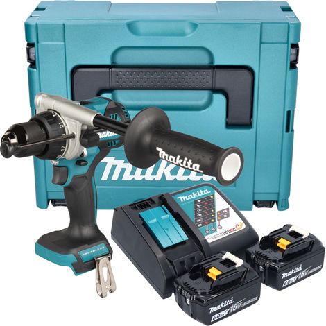 Makita DHP 492 RGJ Perceuse-visseuse à percussion sans fil 18 V 141 Nm Brushless + 2x batterie 6,0 Ah + chargeur + Makpac