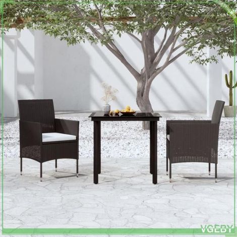 Ensemble de salle à manger de jardin - FAFEICY - 3099281 - Noir - 3 pcs (1 table, 2 chaises) - Résine tressée résistante à l'eau (1/5)