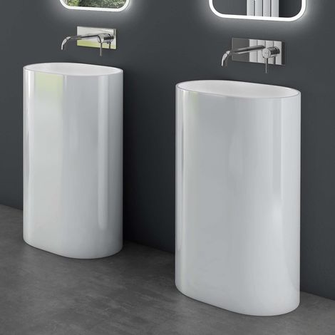 doporro Lavandino a Colonna, Lavandino su Piedistallo 55x40x85cm, Lavabo su Colonna per Bagni da Minerale Fuso Colossum45