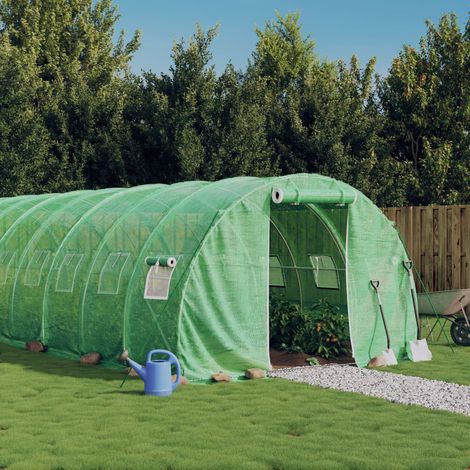 Gewächshaus mit Stahlrahmen Grün 66 m² 22x3x2 m