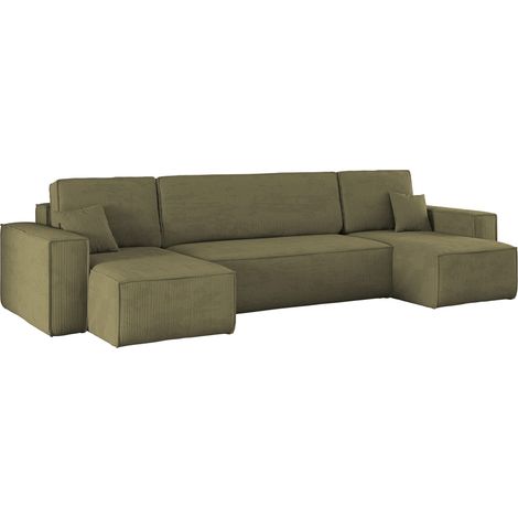 Ecksofa mit schlaffunktion und bettkasten, Sofa U-form, Couch U-form BEST Cord Olive (1/5)