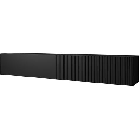 Mobilier1 – Meuble TV noir 200x31x30cm – Stratifié MDF – Mécanisme push to open – Bords protégés ABS – Fabriqué en Union Européenne