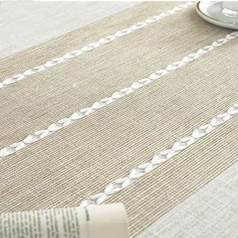 Nappe Coton et Lin avec Poche Latérale de Rangement Nappe Rectangulaire Anti Tache Nappe Table Basse Nappe de Table pour Salon, Jardin, 60x160cm