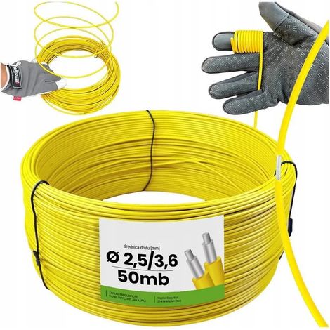 Fil de tension pour clôture de jardin/verger/construction, jaune, PVC OC, 3,6 mm, longueur 50 m (1/4)