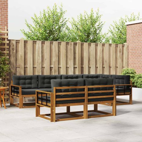 Outdoor-Sofagarnitur mit Kissen 7 pcs Natur und Anthrazit (1/5)
