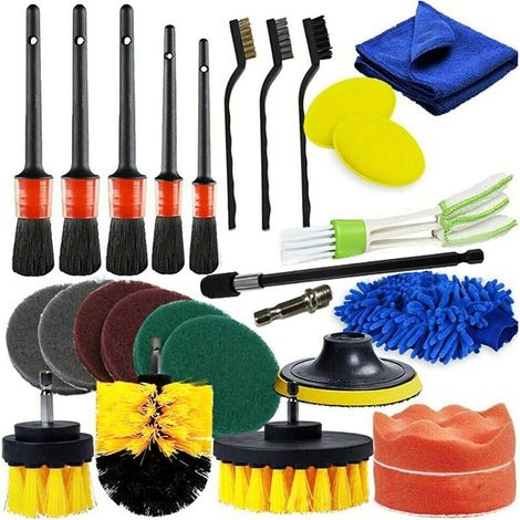 Weytoll 26-Piece Drill Cleaning Brush Set, Car Interior Cleaning Kit, Wheel Brush, for Bathroom Surfaces, Floors, Bathtubs, Cars (1/5)