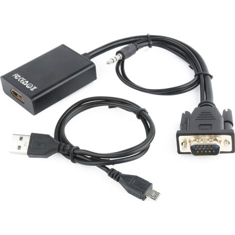 [NON UTILIZZATO] gembird cavo adattatore da vga a hdmi 0,15 m con audio da 3,5 mm