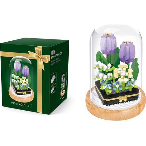 Blocs de Construction Miniatures DIY pour Plantes en Pot - Tulipes Décoratives avec Couvercle de Protection (1/5)