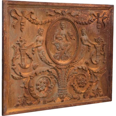 Plate Pediment Fireplace Coat of Arms Wall Decoration Wall Ornament Cast Iron Floor Protector Stove Fireplace Wall Protector (1/5)