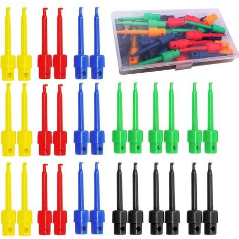 Confezione da 30 mini clip a molla per sonde di test - Cavo di collegamento - Circuito stampato SMD IC (rosso, blu, nero, giallo, verde) - 58 mm (1/5)
