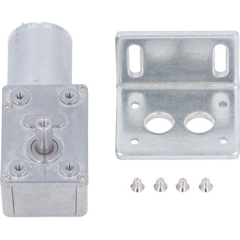 Moteur à engrenage à vis sans fin 24V DC 12mm arbre unique, 4-25kg.cm, autobloquant réversible, 6RPM avec base pour machines.