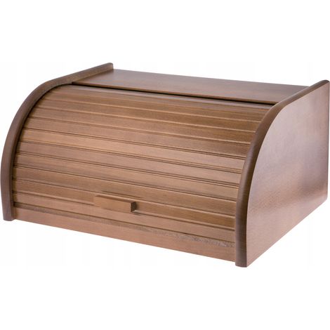 KADAX geräumiger Brotkasten aus hochqualitativem Holz, Brotbehälter mit Rolldeck