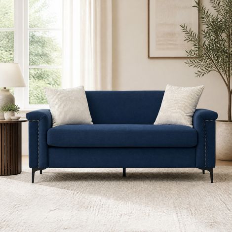Divano 172/73,5 cm blu in tessuto, set da 2 pezzi con struttura stabile e design moderno (1/5)