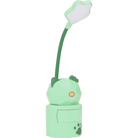 Lampe de bureau LED rechargeable par USB, lumière chaude, design mignon et ludique, protection des yeux, avec boîte de rangement, verte (1/5)