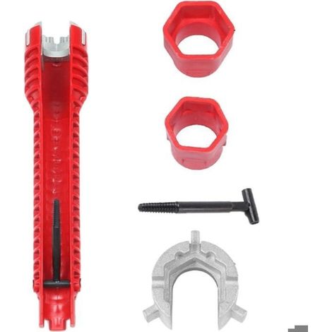 Clé de robinet multifonction 8 en 1 installateur de robinet d'évier et outil d'installation d'évier pour cuvette de toilette/évier (1/5)