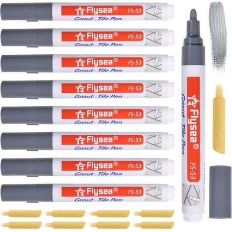 Stylo Joint Carrelage Gris Clair 8 Pièces Grout Pen Salle De Bain émail Réparation Crayon à Joints Rechange Blanc Pour La Carreaux Et Cuisin (1/5)