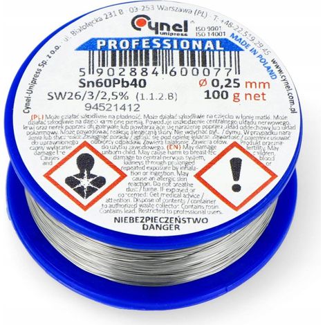 Cynel Hilo de soldadura profesional plateado 0,25 mm 100 g
