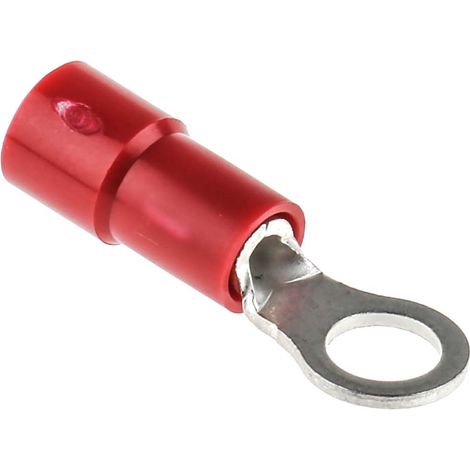 Cosses à œillet RS PRO, Isolé, Rouge, 1.5mm², M4, 6.6mm (1/3)