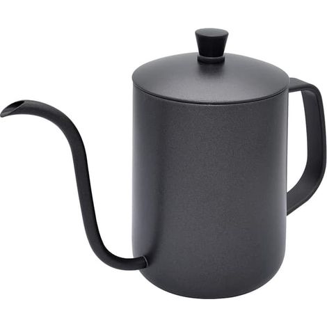 Cafetière à filtre, 600 ml, élégante cafetière en acier inoxydable avec bec verseur long et étroit, idéale pour la maison et le bureau - noire (1/2)