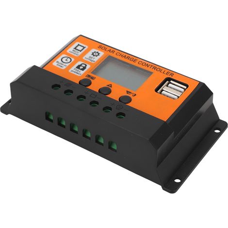 Solarladeregler mit LCD-Anzeige, 3-stufige Regelung, Solarmodul-Laderegler für 12-V-/24-V-Lithium-Säure-Batterien, 10 A (1/5)