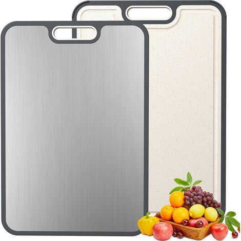 Planche à découper double face en titane pur et fibre de paille de blé, planche de cuisine hygiénique anti-moisissure pour trancher les aliments