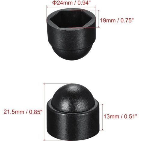Lot de 50 cache vis écrou de protection M12 – Plastique noir – Pour assemblages en milieu public – Protection contre corrosion et chocs (1/4)